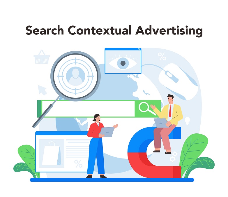 Contextual Advertsing And Targeting Concept. Marketing Campaign Limites site web créé par l'intelligence artificielle